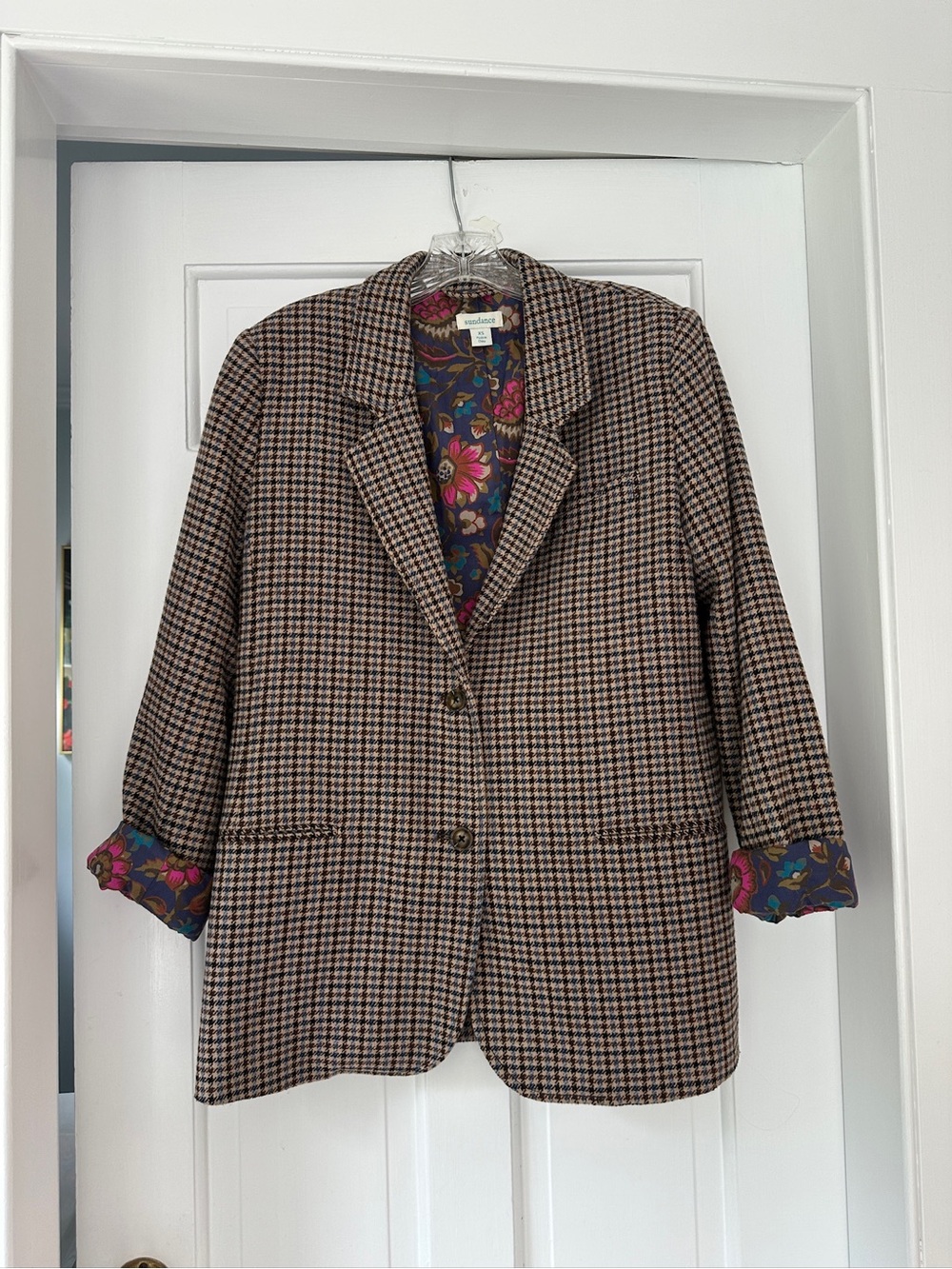 Sundance Houndstooth Janae Wool Blend Floral Blazer in Size XS